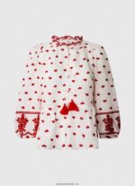 bluză dobby din bumbac brodat femei Pepe Jeans alb 6Z0R46345 - imagine 5