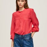 bluză plisată ajurata femei Pepe Jeans studio roșu 6Z0R46321