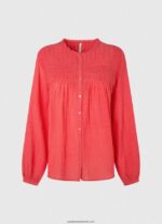 bluză plisată ajurata femei Pepe Jeans studio roșu 6Z0R46321 - imagine 5