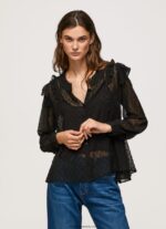 bluza plumeti semitransparenta femei Pepe Jeans negru 6Z0R46328