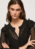 bluza plumeti semitransparenta femei Pepe Jeans negru 6Z0R46328 - imagine 3