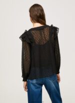 bluza plumeti semitransparenta femei Pepe Jeans negru 6Z0R46328 - imagine 4