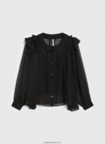 bluza plumeti semitransparenta femei Pepe Jeans negru 6Z0R46328 - imagine 5