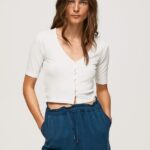 cămașă cardigan cu nervuri femei Pepe Jeans mousse 6Z0R46383