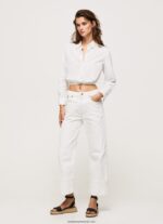 cămașă cropped din poplin femei Pepe Jeans alb 6Z0R46361 - imagine 3
