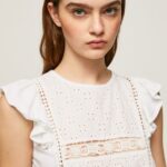 cămașă cu detalii ajurate femei Pepe Jeans alb 6Z0R46437