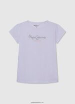cămașă cu nervuri cu logo brodat fată Pepe Jeans alb 6Z0R461459 - imagine 3