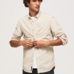 cămașă din bumbac poplin cu potrivire normală bărbați Pepe Jeans piatră 6Z0R461042