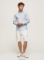 cămașă din poplin cu flori lovejoy bărbați Pepe Jeans albastru înălbitor 6Z0R461045 - imagine 2