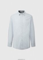 cămașă din poplin cu flori lovejoy bărbați Pepe Jeans albastru înălbitor 6Z0R461045 - imagine 5