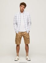 cămașă din poplin lorian slim fit bărbați Pepe Jeans fildeş 6Z0R461029 - imagine 2
