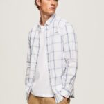 cămașă din poplin lorian slim fit bărbați Pepe Jeans fildeş 6Z0R461029