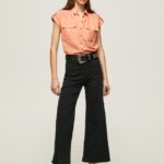 cămașă utilitare cu mâneci scurte femei Pepe Jeans piersică 6Z0R46340