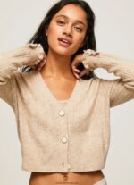 cardigan ajurat cu decolteu în V femei Pepe Jeans piele de bivol 6Z0R46243