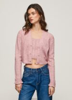 cardigan ajurat cu decolteu în V femei Pepe Jeans roz tulbure 6Z0R46248 - imagine 2
