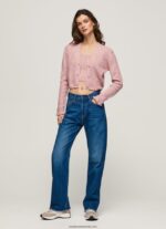 cardigan ajurat cu decolteu în V femei Pepe Jeans roz tulbure 6Z0R46248 - imagine 4