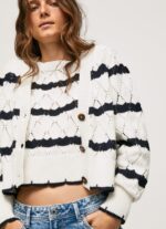 cardigan ajurat cu model în dungi femei Pepe Jeans mousse 6Z0R46252 - imagine 4