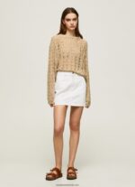 cardigan decupat tricot ajurat femei Pepe Jeans piatră 6Z0R46233 - imagine 2