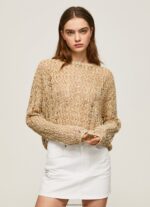 cardigan decupat tricot ajurat femei Pepe Jeans piatră 6Z0R46233 - imagine 3