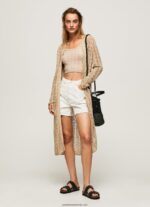 cardigan lung ajurat femei Pepe Jeans piatră 6Z0R46234