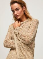 cardigan lung ajurat femei Pepe Jeans piatră 6Z0R46234 - imagine 3