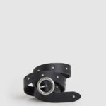 centura din piele cu catarama rotunda femei Pepe Jeans negru 6Z0R46762