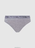 chiloți clasici cu logo imprimat femei Pepe Jeans marnă cenușie 6Z0R46546 - imagine 3