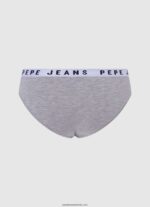 chiloți clasici cu logo imprimat femei Pepe Jeans marnă cenușie 6Z0R46552 - imagine 2