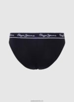 chiloți clasici cu logo imprimat femei Pepe Jeans negru 6Z0R46550 - imagine 2