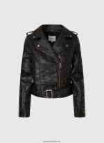 geacă biker cu umeri epalules femei Pepe Jeans negru 6Z0R46116 - imagine 5
