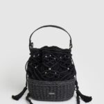 geantă de macrame și paie femei Pepe Jeans negru 6Z0R46741