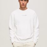 hanorac din bumbac imprimat cu logo bărbați Pepe Jeans alb 6Z0R46897