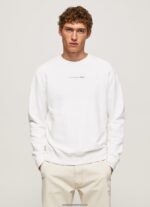 hanorac din bumbac imprimat cu logo bărbați Pepe Jeans alb 6Z0R46897