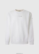 hanorac din bumbac imprimat cu logo bărbați Pepe Jeans alb 6Z0R46897 - imagine 5