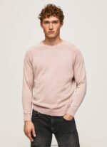 jerseu de bumbac cu guler rotund bărbați Pepe Jeans înălbitor roz 6Z0R46863