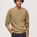 jerseu de bumbac tricotat vafre bărbați Pepe Jeans cămilă 6Z0R46855