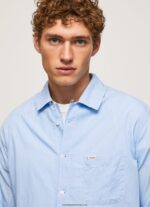 lambert fil a fil straight fit shirt bărbați Pepe Jeans albastru înălbitor 6Z0R461030 - imagine 4