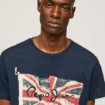 logo-ul steagului n tricou cu steagul fluturând bărbați Pepe Jeans dulwich 6Z0R46935