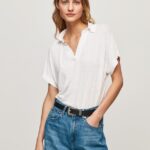 maiou Polo femei Pepe Jeans alb 6Z0R46397