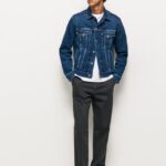 pantaloni chino largi bărbați Pepe Jeans negru spalat 6Z0R461103