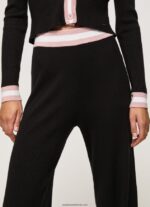 pantaloni din tricot cu nervuri femei Pepe Jeans negru 6Z0R46306 - imagine 4