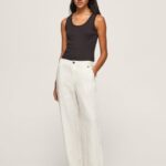 pantaloni drepti din țesătură fluidă femei Pepe Jeans mousse 6Z0R46311