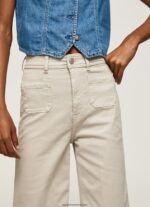 pantaloni evazați din bumbac femei Pepe Jeans piatră 6Z0R46312 - imagine 3