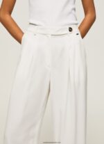 pantaloni largi plisați femei Pepe Jeans alb 6Z0R46288 - imagine 3