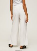pantaloni largi plisați femei Pepe Jeans alb 6Z0R46288 - imagine 4