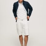 pantaloni scurți chino arkin cu pliuri bărbați Pepe Jeans fildeş 6Z0R461128