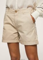 pantaloni scurți chino cu ajustare normală femei Pepe Jeans piatră 6Z0R46524 - imagine 3