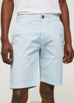 pantaloni scurți chino din bumbac bărbați Pepe Jeans albastru înălbitor 6Z0R461115 - imagine 3