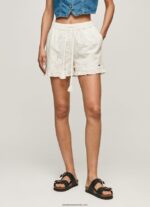 pantaloni scurți din bumbac cu detalii ajurate femei Pepe Jeans alb 6Z0R46534 - imagine 2