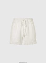 pantaloni scurți din bumbac cu detalii ajurate femei Pepe Jeans alb 6Z0R46534 - imagine 5